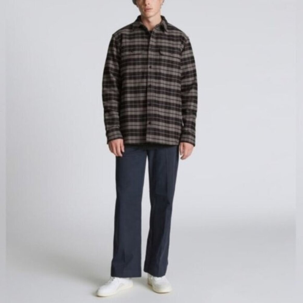 Everlane Mens Overshirt Uniform The Heavyweight Pewter Plaid Button Up Medium